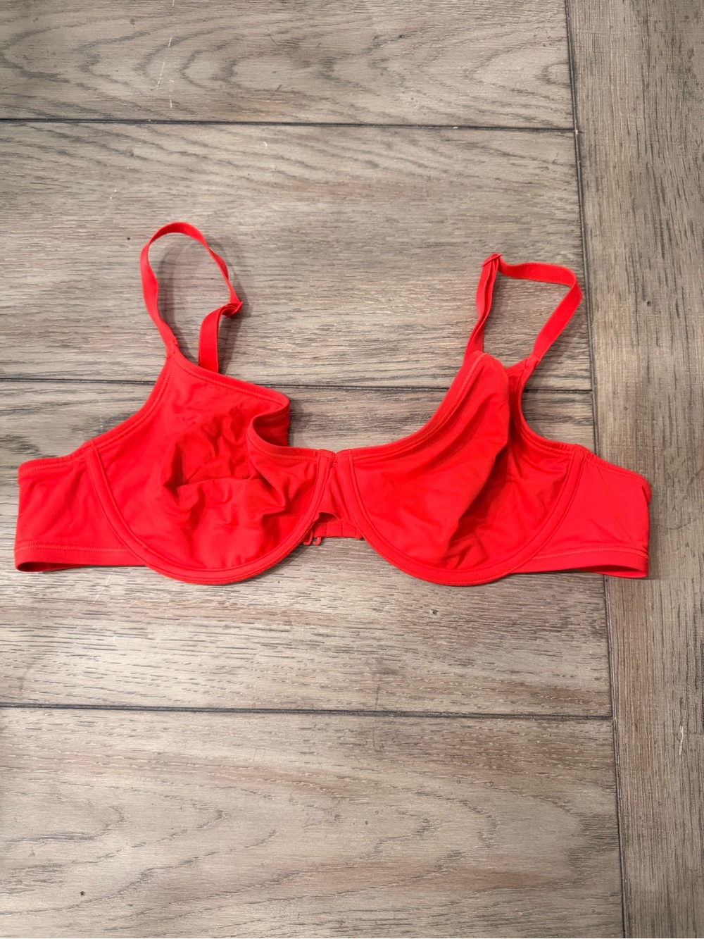 Skims Signature Swim Underwire Scoop Bikini Top Red 38D